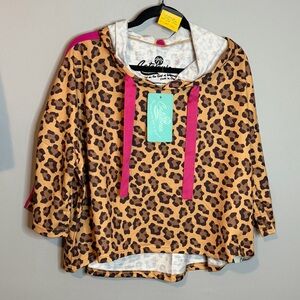 NWT Catalonia Leopard Print Hoodie with Pink Highlights